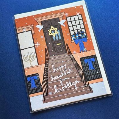 Brooklyn Stoop Hanukkah Card New York Ny Greeting Holiday