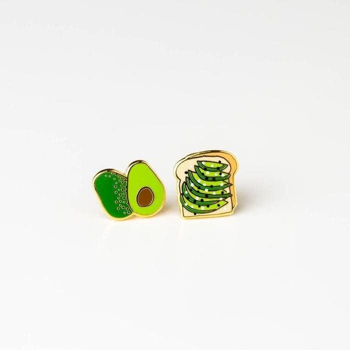 Yellow Owl Avocado &amp; Toast Earrings 22k Gold Studs