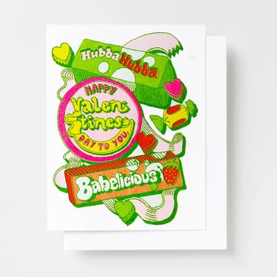Happy Valentine&#39;s Day Hubba Babelicious Risograph Card