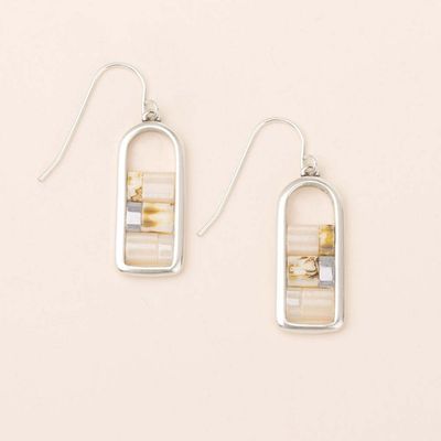 Miyuki Frame Earring Ivory Silver