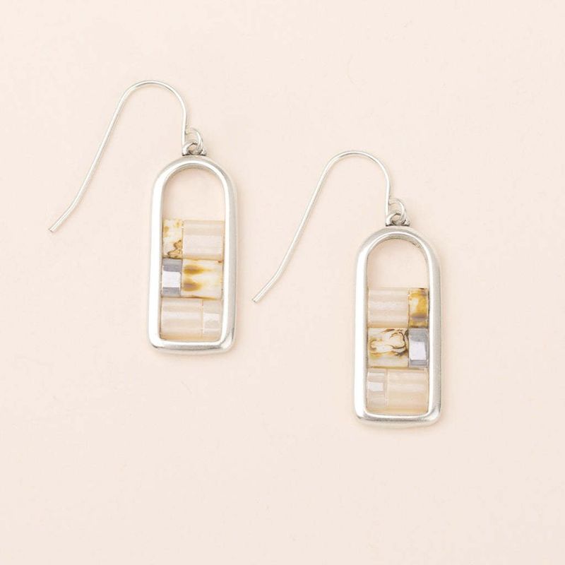 Miyuki Frame Earring Ivory Silver