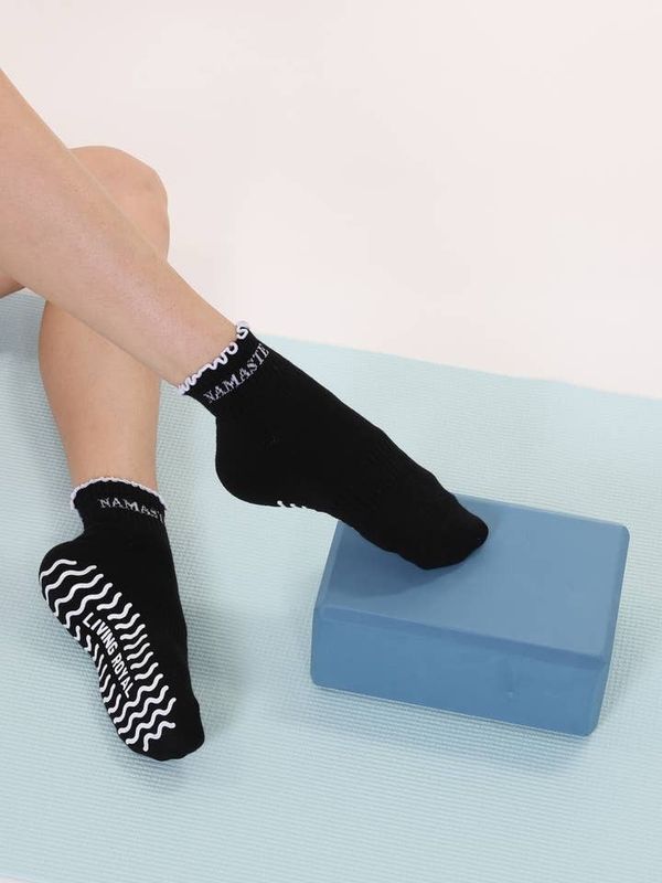 Living Royal Ankle Socks w/ Ruffles &quot;Namaste&quot;