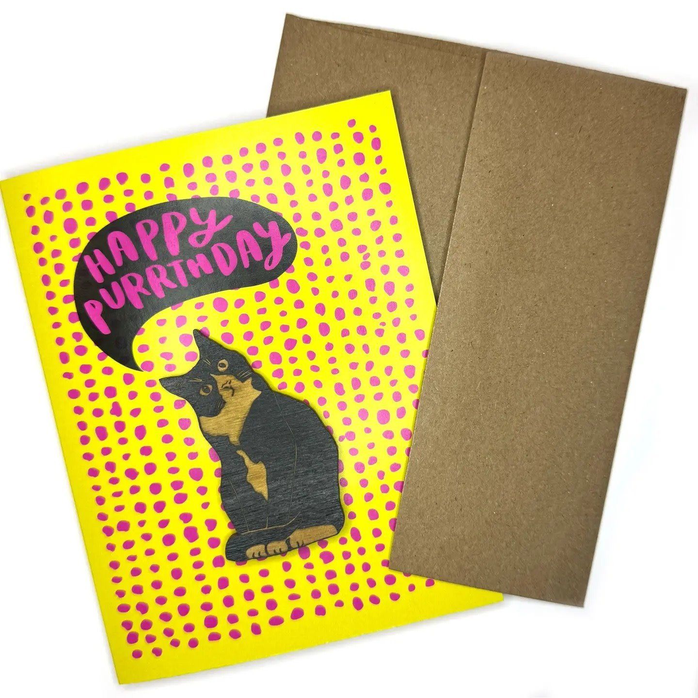 Happy Purrthday - Black Cat Magnet w/ Card