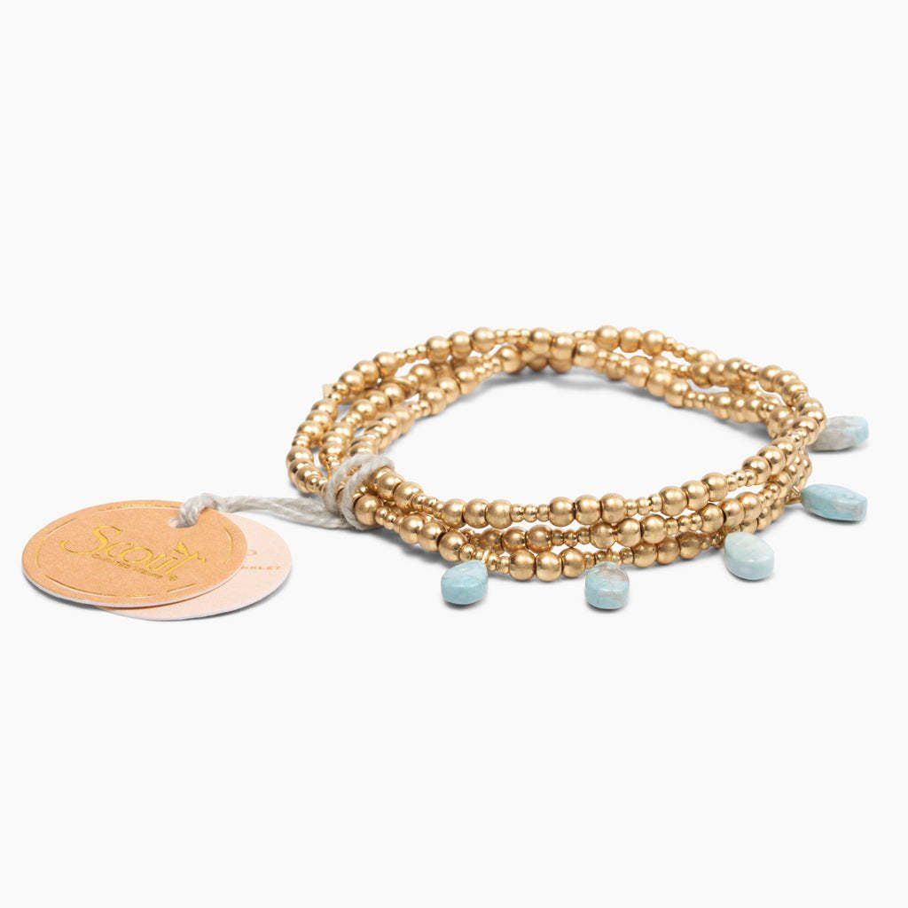 Metal Wrap Timeless Blue Howlite Gold