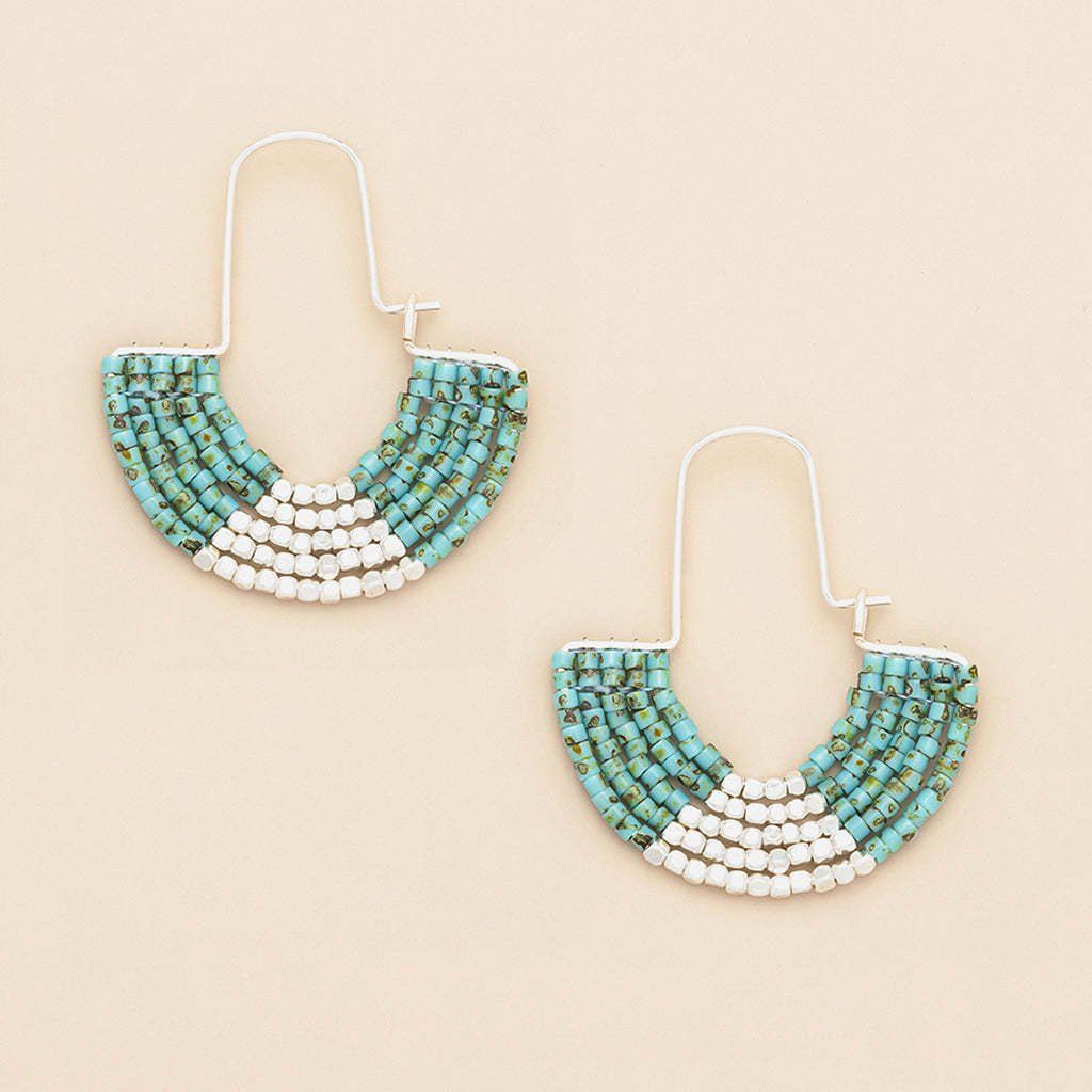 Miyuki U-Hoop Earring Speckled Turquoise Silver