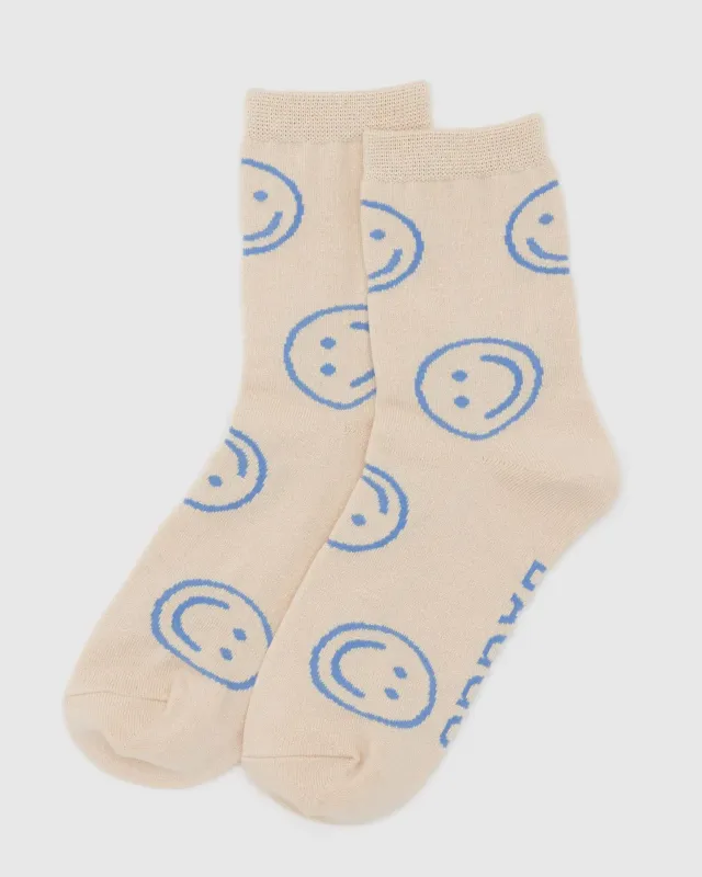 Baggu Crew Socks Ercu Periwinkle Happy