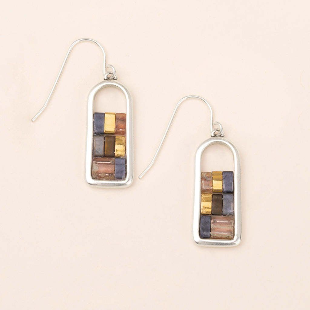 Miyuki Frame Earring Gunmetal Silver
