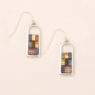 Miyuki Frame Earring Gunmetal Silver