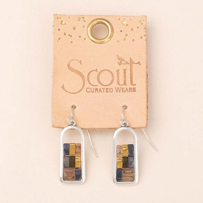 Miyuki Frame Earring Gunmetal Silver