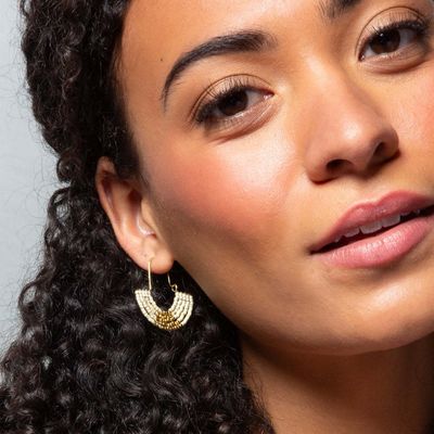 Miyuki U-Hoop Earring Cream Gold