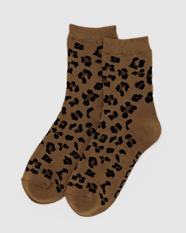 Baggu Crew Socks Dark Leopard