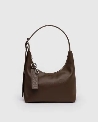 Baggu Mini Recycled Leather Shoulder Bag Brown