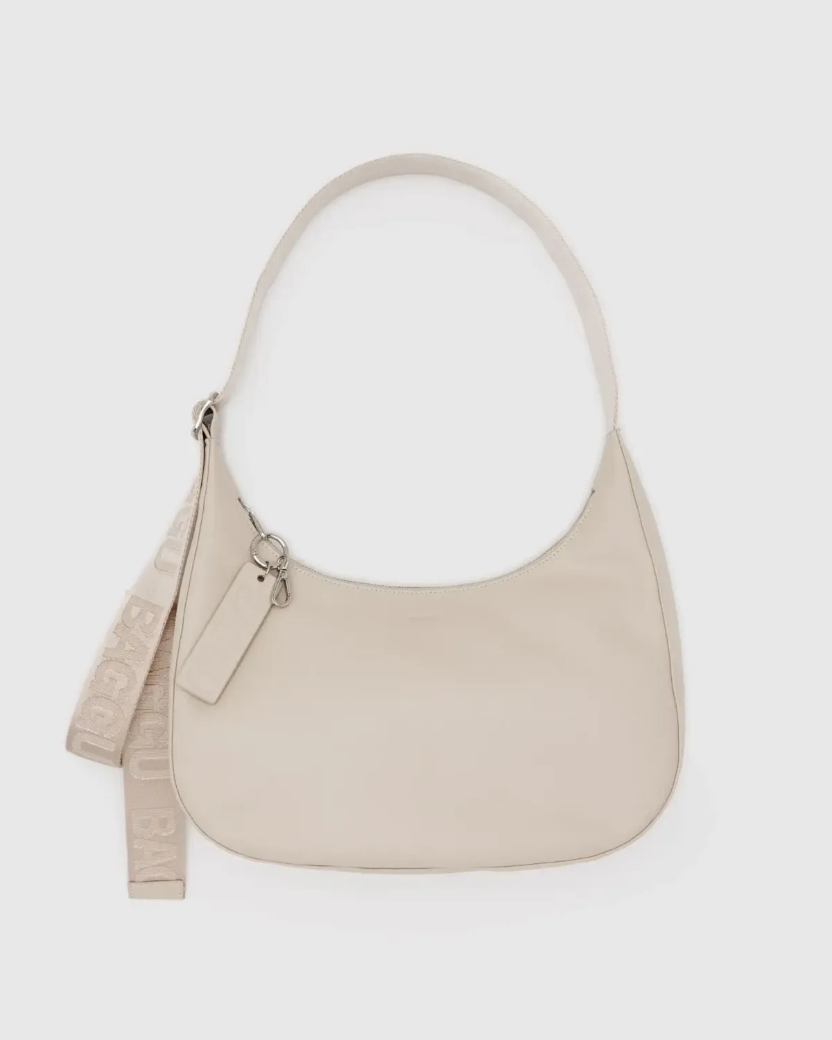 Baggu Medium Recycled Leather Crescent Bag Stone