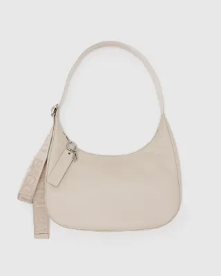 Baggu Medium Recycled Leather Crescent Bag Stone