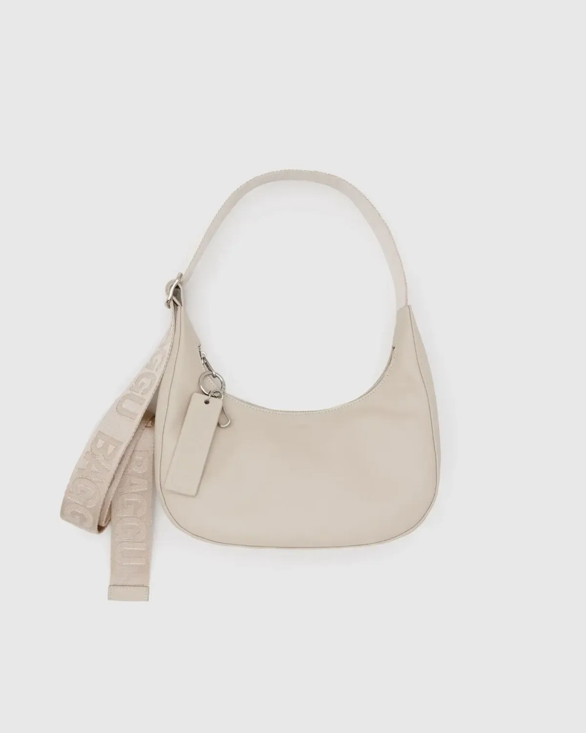 Baggu Small Recycled Leather Crescent Bag Stone
