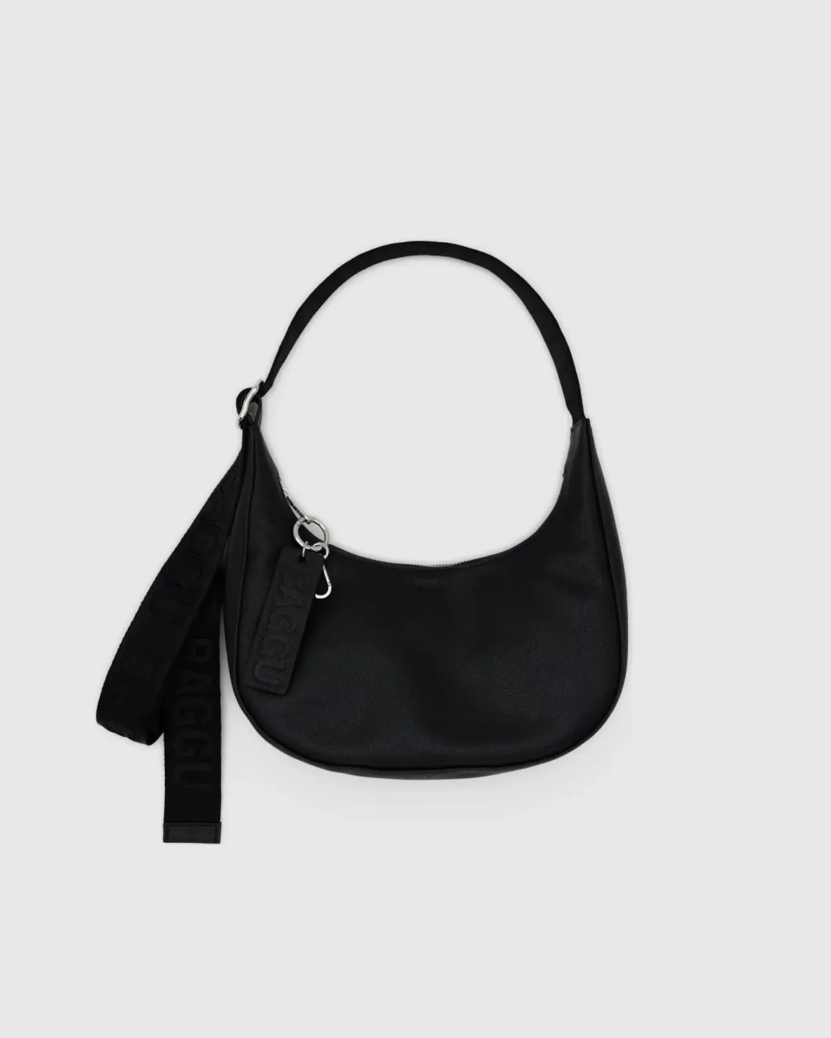 Baggu Small Recycled Leather Crescent Bag Black