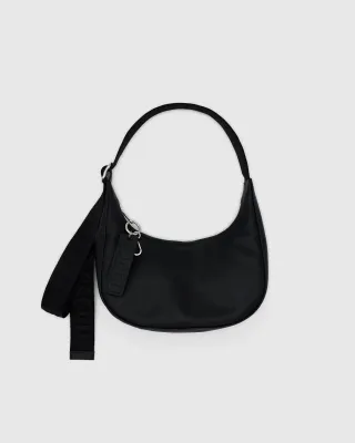Baggu Small Recycled Leather Crescent Bag Black