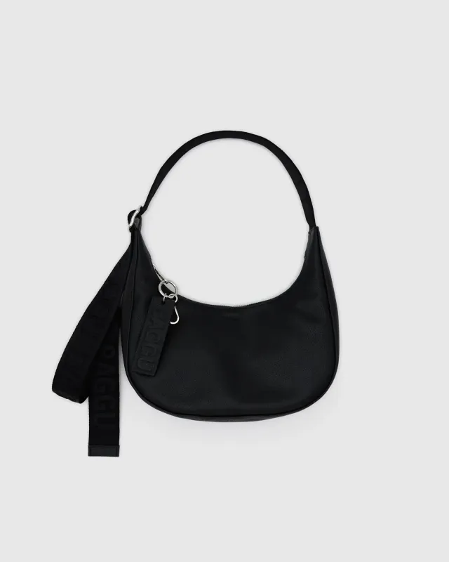 Baggu Small Recycled Leather Crescent Bag Black