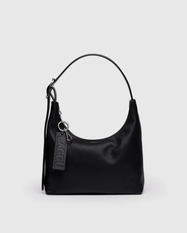 Baggu Mini Recycled Leather Shoulder Bag Black