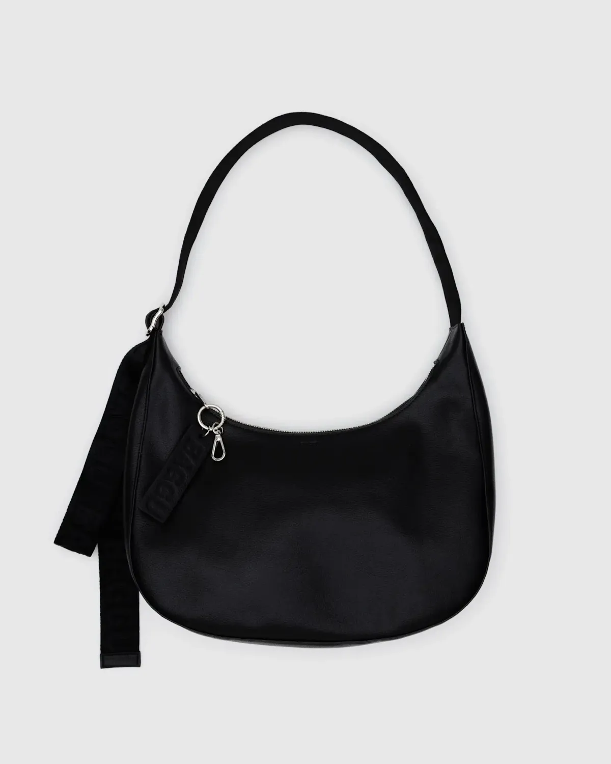 Baggu Medium Recycled Leather Crescent Bag Black