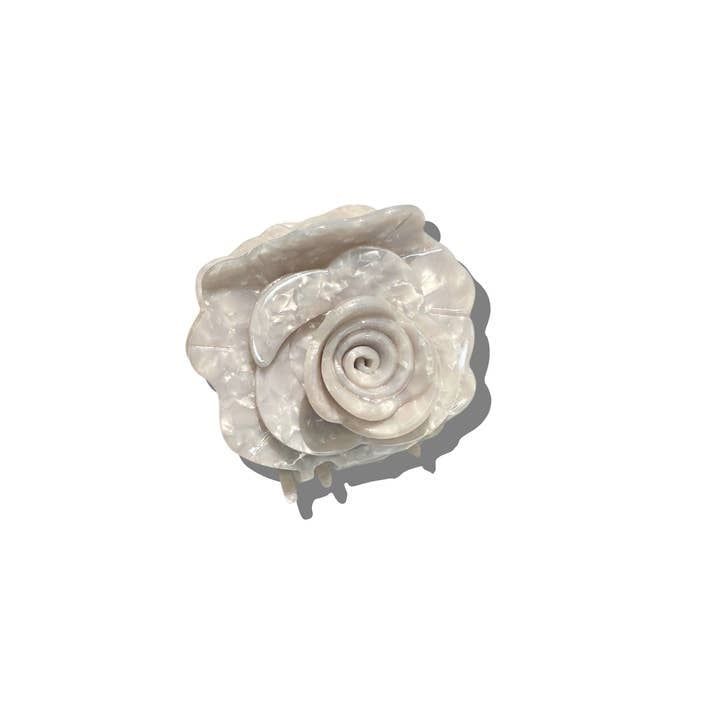 Solar Eclipse Origami Rose Hair Claw White
