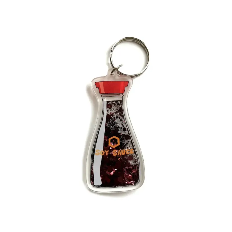 Soy Sauce Liquid Glitter Sparkle Shaker Acrylic Keychain