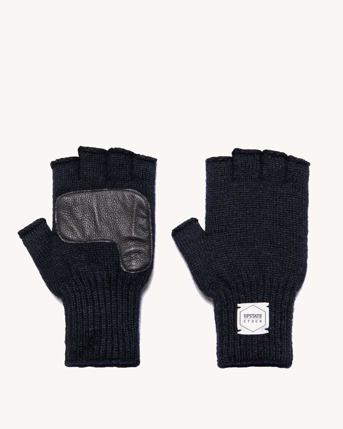 Upstate Stock Fingerless Navy with Black Deerskin, Size: S/M