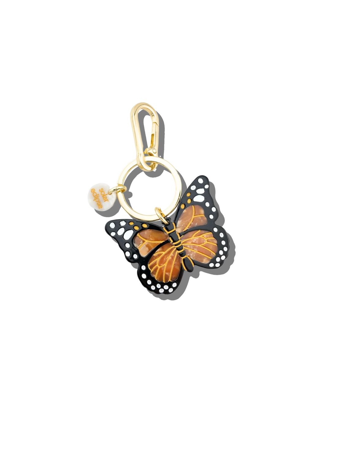 Solar Eclipse  Monarch Butterfly Orange Bag Charm + Keychain