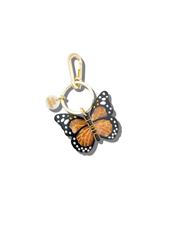Solar Eclipse  Monarch Butterfly Orange Bag Charm + Keychain