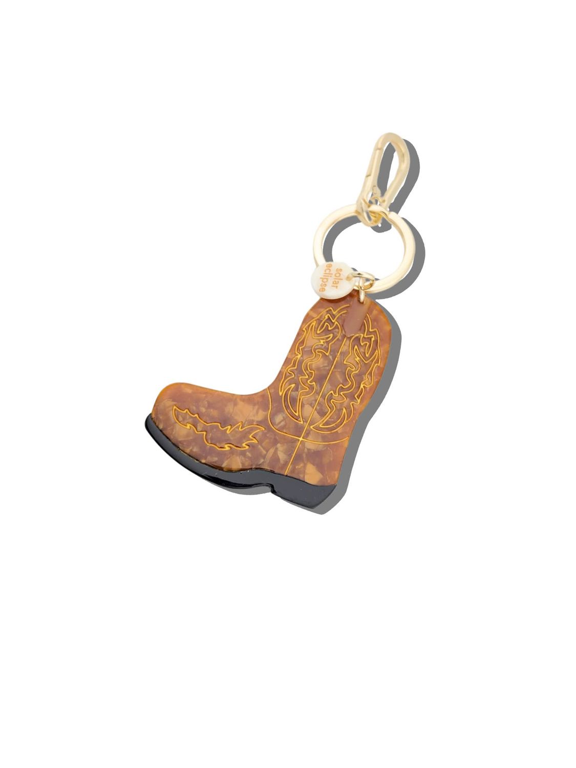 Solar Eclipse Cowboy Boot Brown Bag Charm + Keychain