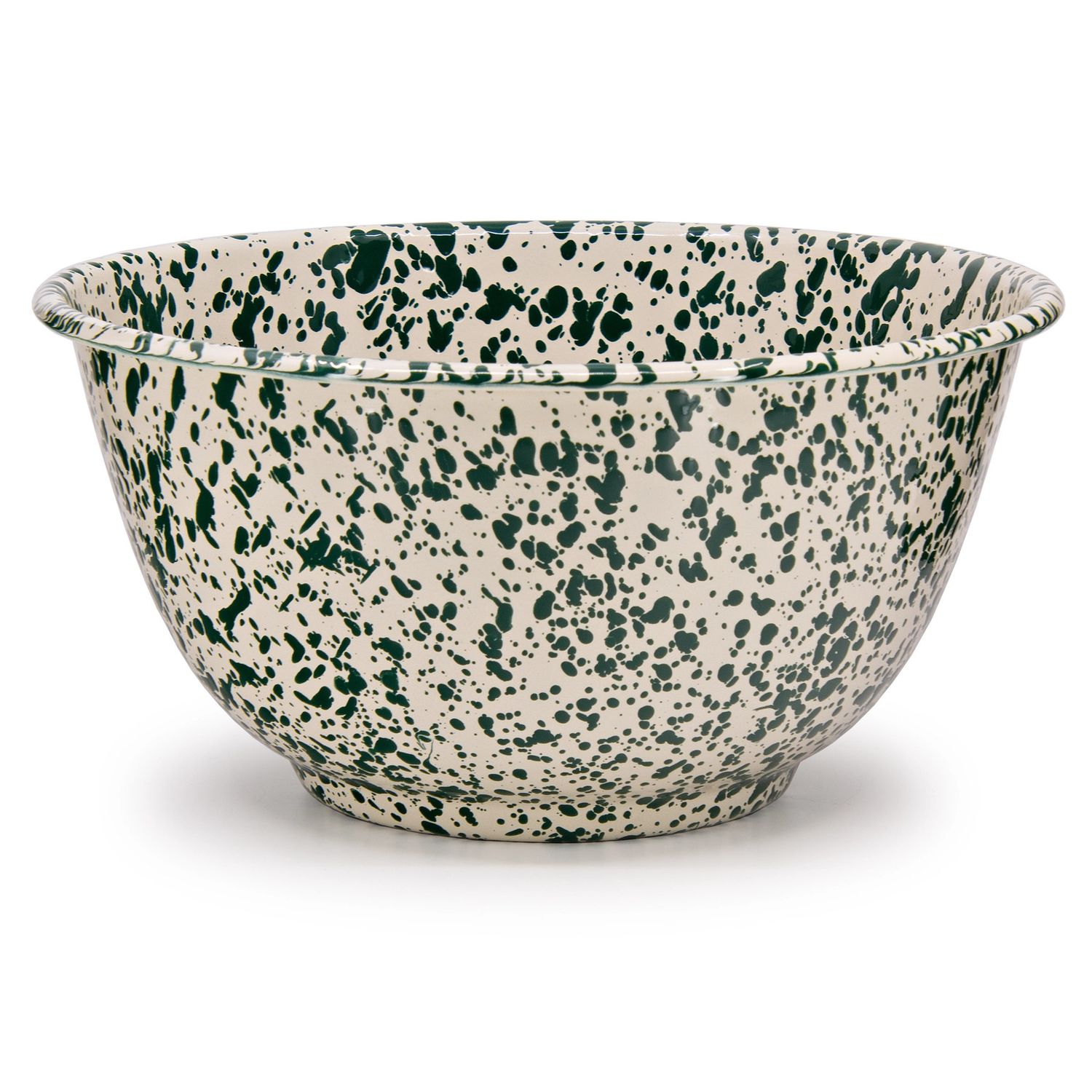 Splatter Large Salad Bowl Green and Cream