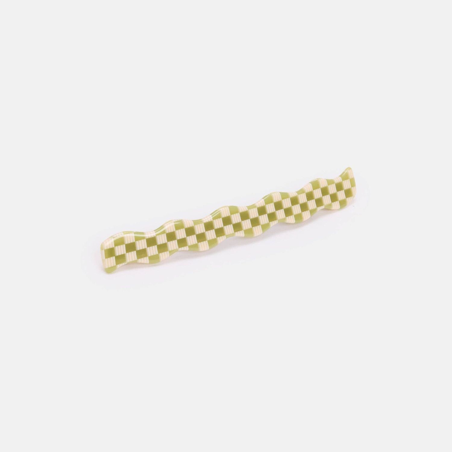 Chunks Skinny Wave Barrette in Olive Check