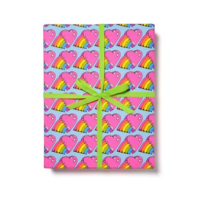 Rainbow Hearts Wrapping Paper Roll