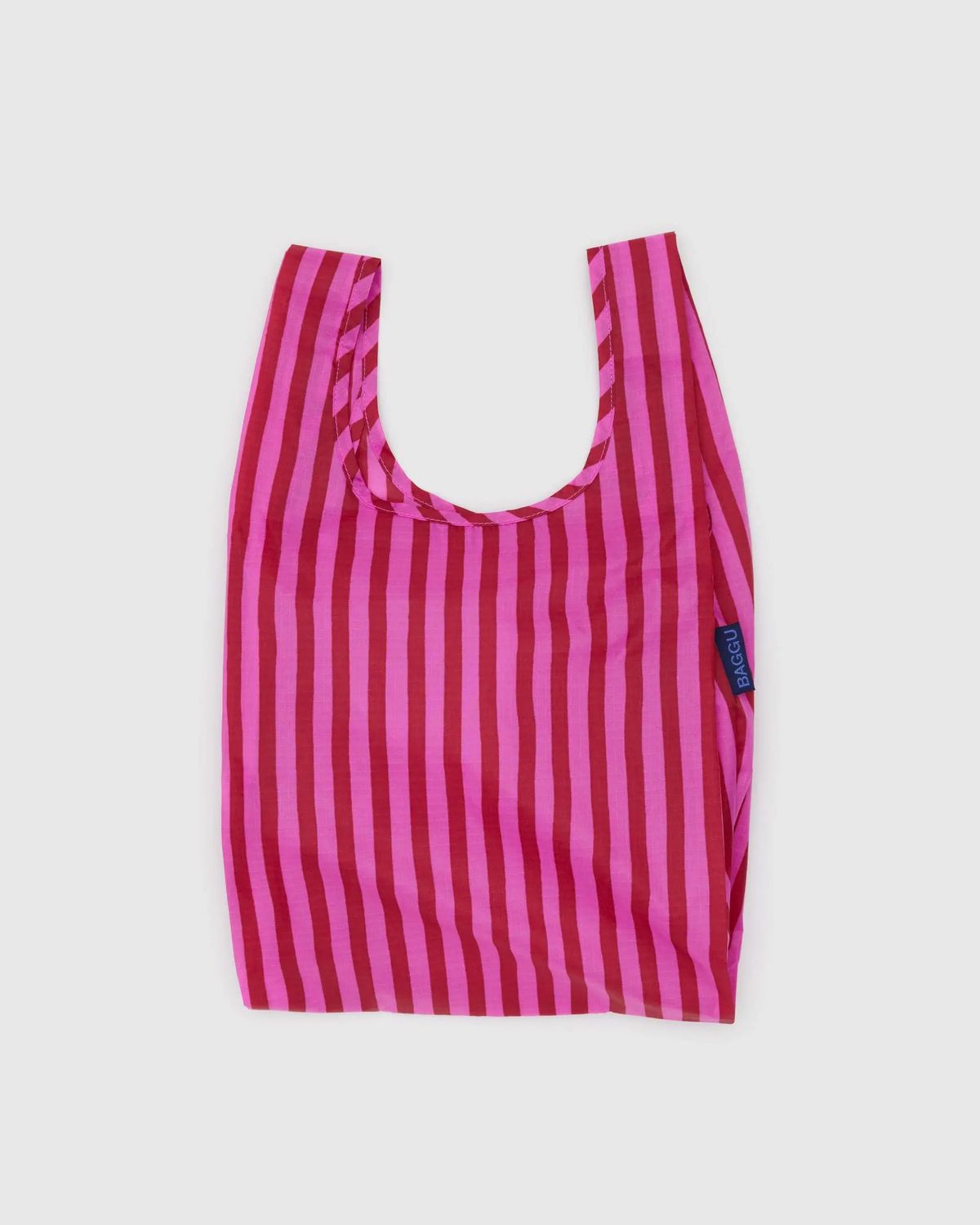 Baggu Reusable Bag Baby Pink &amp; Red Painted Stripe