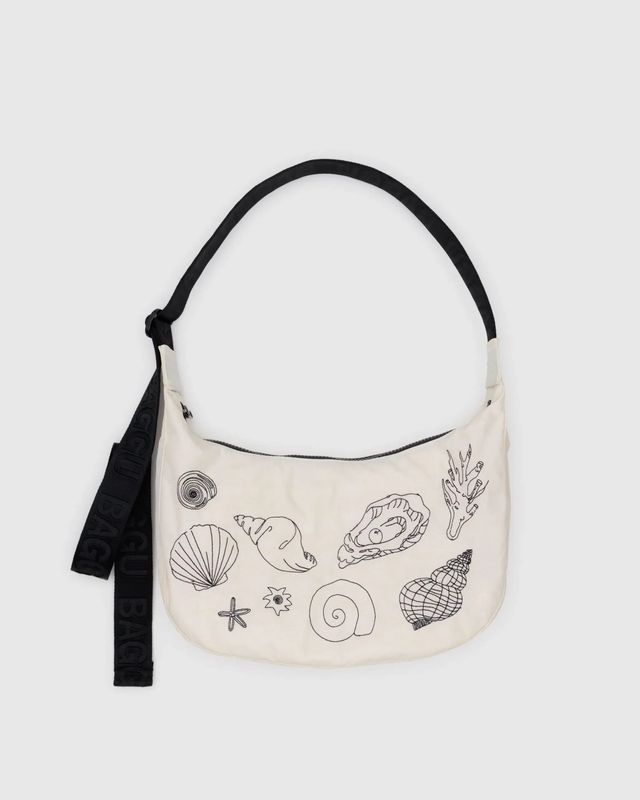 Baggu Medium 47&quot; Nylon Crescent Bag Embroidered Shells