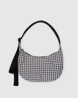 Baggu Medium 47&quot; Nylon Crescent Bag Black &amp; White Gingham