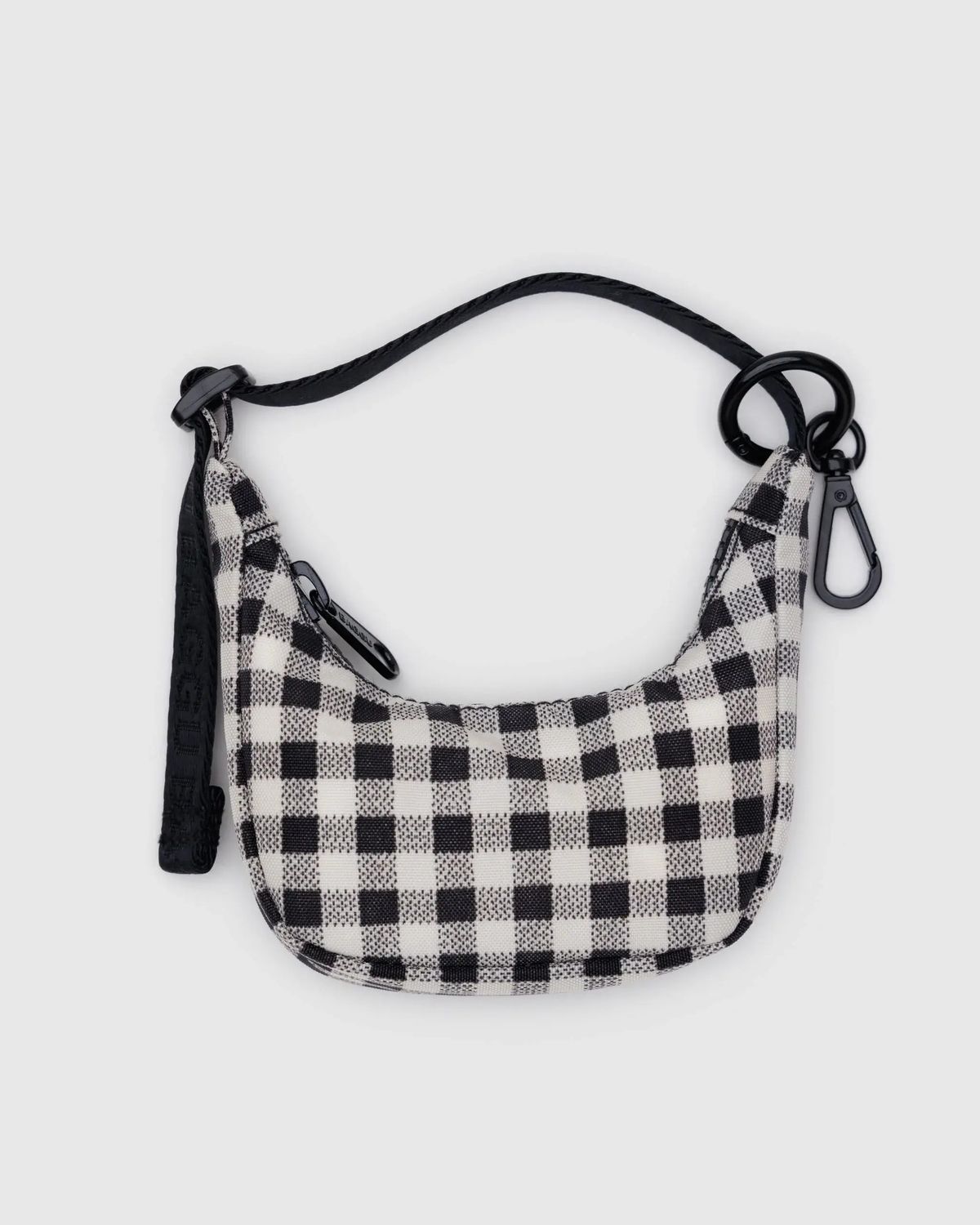 Baggu Bag Charm Crescent Black &amp; White GIngham