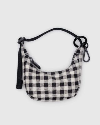 Baggu Bag Charm Crescent Black &amp; White GIngham