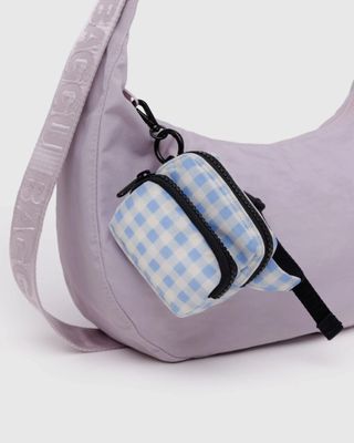 Baggu Bag Charm Fanny Pack Light Blue Gingham