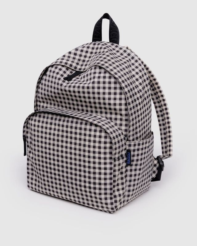 Baggu Large Nylon Backpack Black &amp; White Gingham