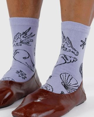 Baggu Crew Socks Shells Light Blue