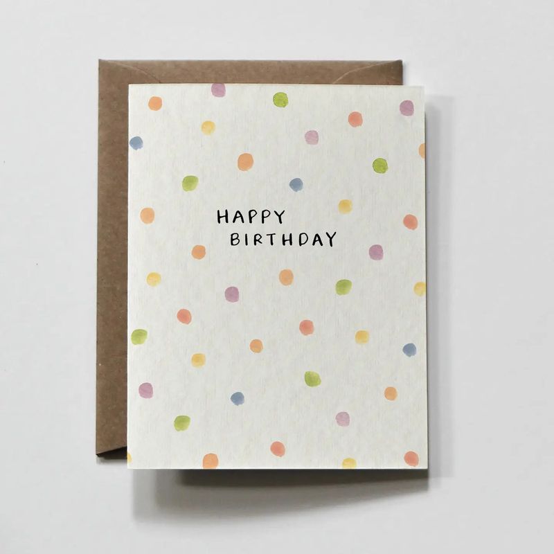 Rainbow Polka Dot Colorful Happy Birthday