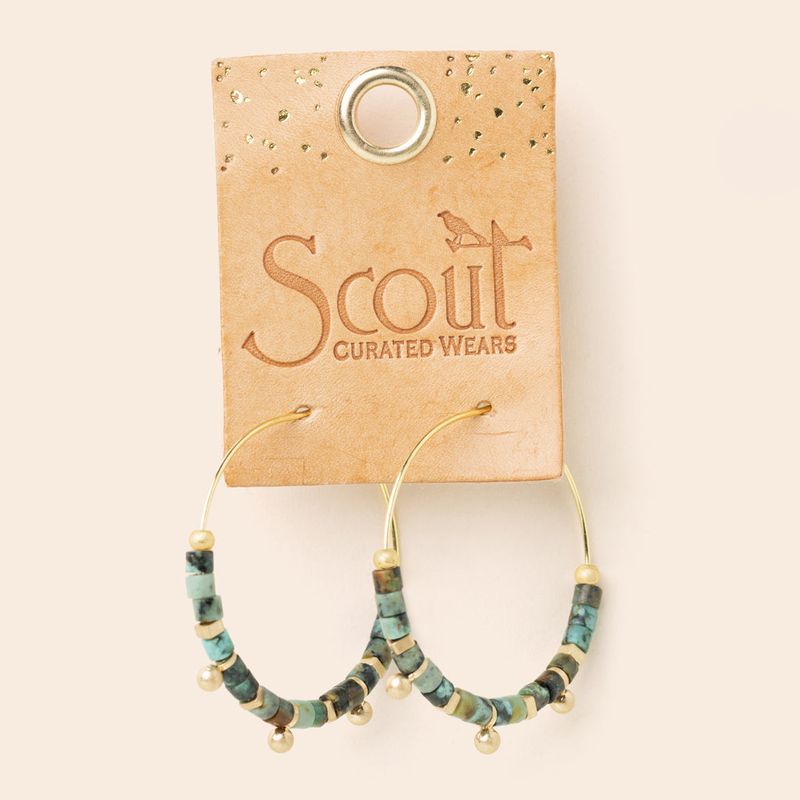 Stone Hoop Earring Turquoise/Gold