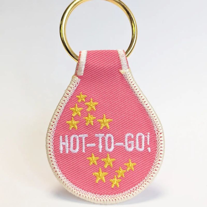 Hot To Go Embroidered Key Tag