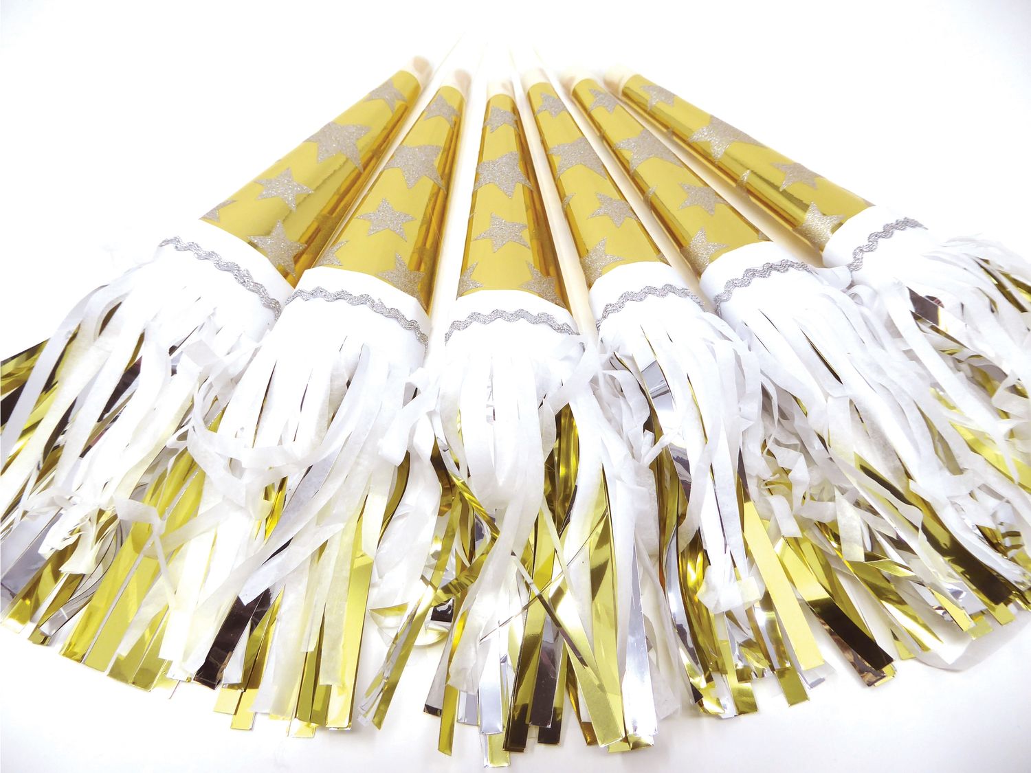 Party Partners Tasseled Party Horns Stars Gold