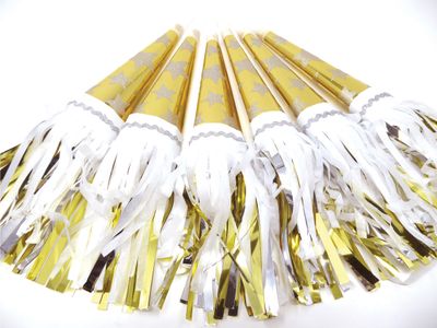 Party Partners Tasseled Party Horns Stars Gold