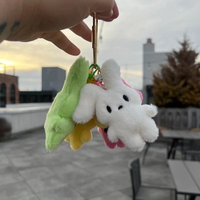 Rainbow Unicorn Plush Rabbit Bag Charm White