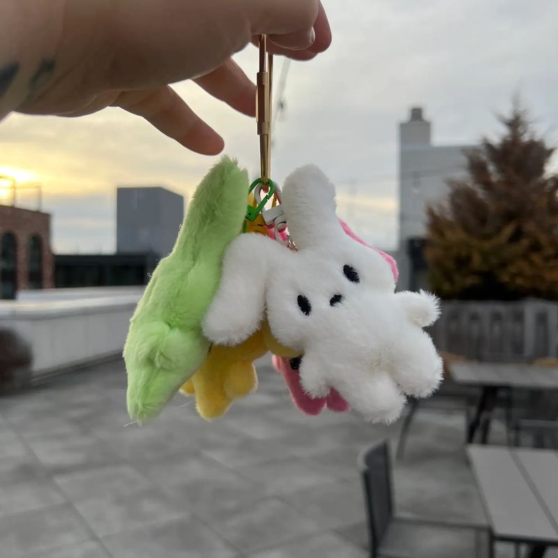 Rainbow Unicorn Plush Rabbit Bag Charm White