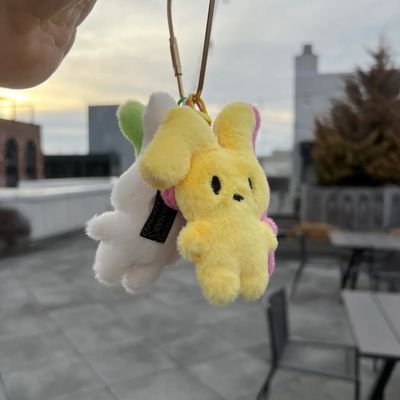 Rainbow Unicorn Plush Rabbit Bag Charm Yellow