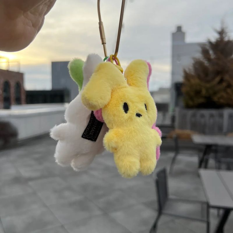 Rainbow Unicorn Plush Rabbit Bag Charm Yellow